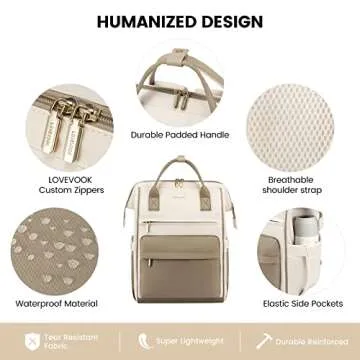 LOVEVOOK Laptop Backpack Purse for Women Waterproof Teacher Nurse Bag, 15.6 inch Work laptop Bag with USB Port, Business Travel Computer Backpack