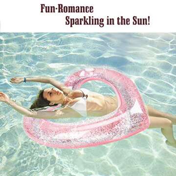MoKo Inflatable Pool Floats for Adults, Clearance Bachelorette Party Decorations Heart Shaped Swim R...