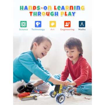 STEM Toys for 5 6 7 8+ Year Old Boy,10 in 1 Electric Building Toys for Kids Ages 4-8 5-7 6-8, Educat...