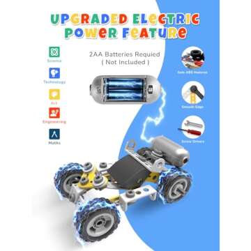 STEM Toys for 5 6 7 8+ Year Old Boy,10 in 1 Electric Building Toys for Kids Ages 4-8 5-7 6-8, Educational Racing Construction Science Kit for Boys 4-6 8-10, Creative Activities Birthday Valentine Gift