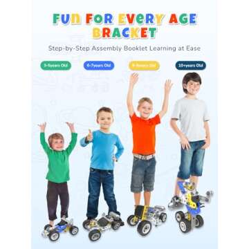 STEM Toys for 5 6 7 8+ Year Old Boy,10 in 1 Electric Building Toys for Kids Ages 4-8 5-7 6-8, Educational Racing Construction Science Kit for Boys 4-6 8-10, Creative Activities Birthday Valentine Gift