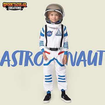 Spooktacular Creations Halloween Child Unisex Astronaut Costume, White Blue NASA Pilot Jumpsuit with...