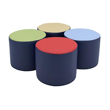 SoftScape 15" Round Ottoman for Kids - Navy