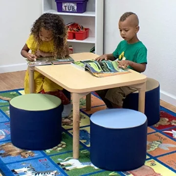 SoftScape 15" Round Ottoman for Kids - Navy