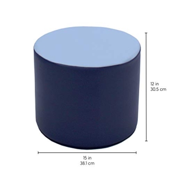 SoftScape 15" Round Ottoman for Kids - Navy