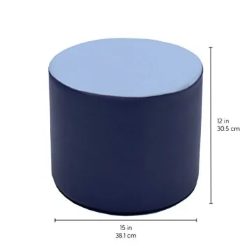 SoftScape 15" Round Ottoman for Kids - Navy