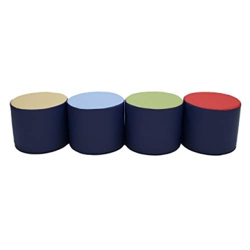 SoftScape 15" Round Ottoman for Kids - Navy