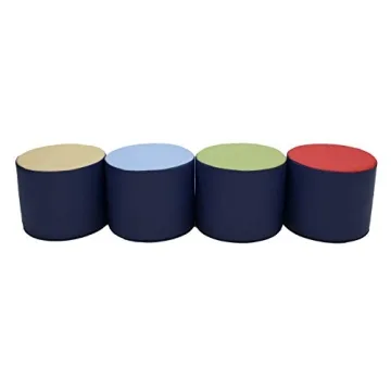 SoftScape 15" Round Ottoman for Kids - Navy