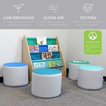 SoftScape 15" Round Ottoman for Kids - Navy