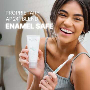 Nu Skin AP 24 Whitening Fluoride Toothpaste | 4oz | Brightens and Whitens Teeth | Helps Prevent Dental Cavities | Gentle Vanilla Mint Formula (1 Pack, Fluoride)