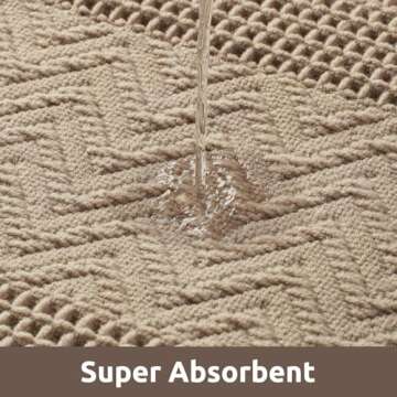 AMOAMI Waffle Bath-Mat, Super Absorbent Bath Mats for Bathroom, Boho Bathroom Rugs Non Slip Washable, Ultra Soft Bathroom-Mat with Tassels Bath Rugs for Bathroom Floor Mat, 17" X 24" Brown