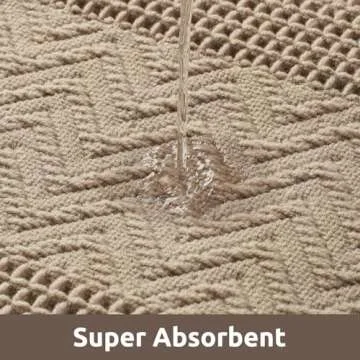 AMOAMI Waffle Bath-Mat, Super Absorbent Bath Mats for Bathroom, Boho Bathroom Rugs Non Slip Washable, Ultra Soft Bathroom-Mat with Tassels Bath Rugs for Bathroom Floor Mat, 17" X 24" Brown