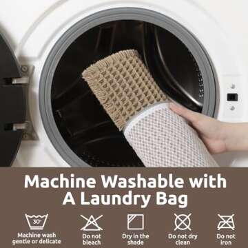 AMOAMI Waffle Bath-Mat, Super Absorbent Bath Mats for Bathroom, Boho Bathroom Rugs Non Slip Washable, Ultra Soft Bathroom-Mat with Tassels Bath Rugs for Bathroom Floor Mat, 17" X 24" Brown