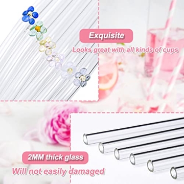 6PCS Handmade Glass Straws - Stylish Flower Design