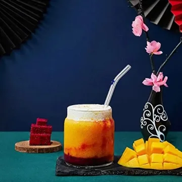 6PCS Handmade Glass Straws - Stylish Flower Design