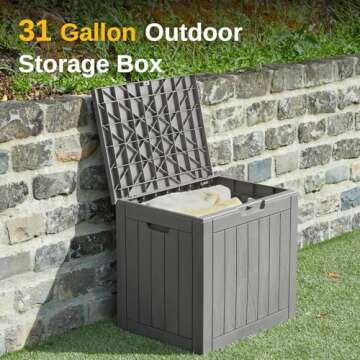 EAST OAK Waterproof Outdoor Storage Box 31 Gallon