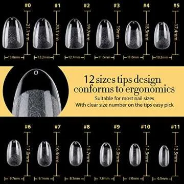 UNA GELLA Short Oval Almond Gel Nail Tips 600Pcs Kit