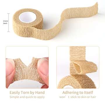 1 Inch Wide Skin Colour Elastic Self- Adhesive Bandage Finger Tape,Wrap Bandages, for Wrist and Ankl...