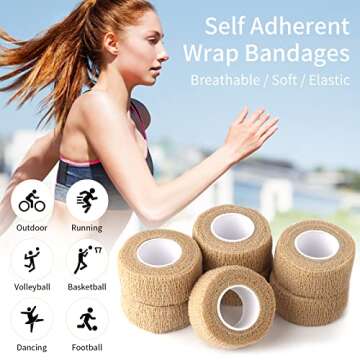 1 Inch Wide Skin Colour Elastic Self- Adhesive Bandage Finger Tape,Wrap Bandages, for Wrist and Ankle Sprains & Swelling
