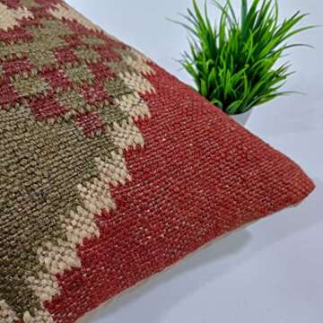 Trade Star Indian Wool Jute Pillow Cover Kilim Pillow Case Handwoven Throw Pillow case 18x18 Inches ...