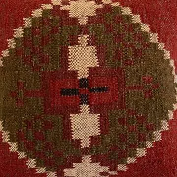 Trade Star Indian Wool Jute Pillow Cover Kilim Pillow Case Handwoven Throw Pillow case 18x18 Inches Decorative Outdoor Cushion Boho Pillow Shams for Home Decor (Pattern 10)