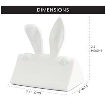 AuldHome Design Bunny Place Card Holders (6-Pack), Easter Spring Ceramic Reusable Write-On Wipe-Off Place Card Stands for Table