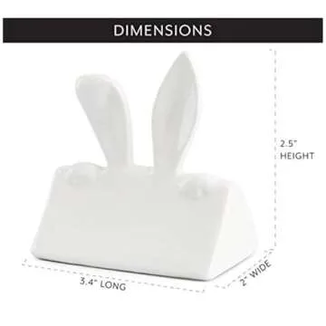 AuldHome Design Bunny Place Card Holders (6-Pack), Easter Spring Ceramic Reusable Write-On Wipe-Off Place Card Stands for Table