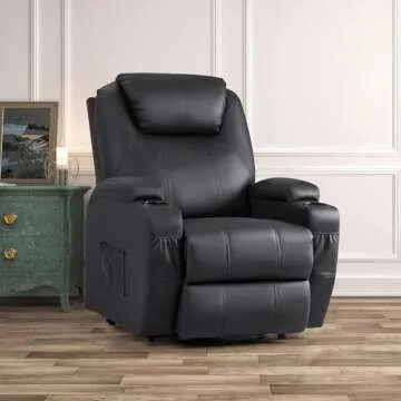 JUMMICO Power Lift Recliner Chair with Massage for Elderly - PU Leather Modern Reclining Sofa with C...