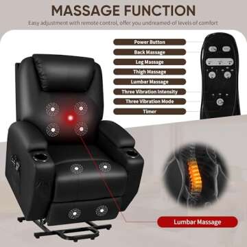 Comfortable Power Lift Recliner Chair with Massage for Seniors