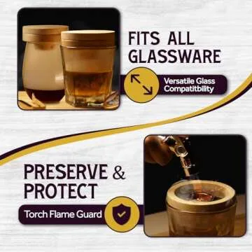 Bark & Barware Premium Cocktail Smoker Kit with Torch - Black Wood Box, Gold Tools, 6 Flavors Chips - Old Fashioned Bourbon Smoker Kit - (no Butane) Whisky Gifts for Men - Whiskey Smoker Kit