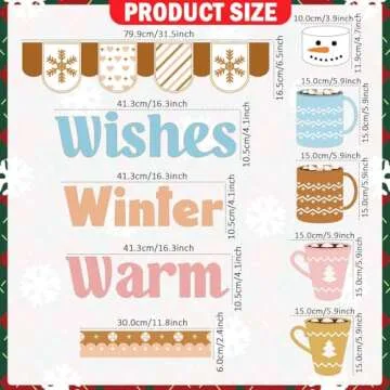 Justforjoyful Boho Winter Bulletin Board Decorations - Hot Cocoa Cutouts & Warm Winter Wishes