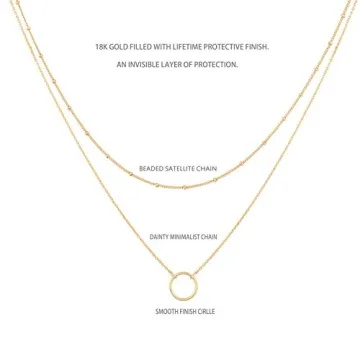 MEVECCO Gold Layered Choker Necklace for Women,18K Gold Plated Cute Dainty Karma Round Circle Disc Charm Small Beaded Satellite Chain Minimalist Choker Necklace