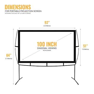 KHOMO GEAR Portable Projector Screen - 100 Inch Projector Screen with Stand - Outdoor and Indoor Pro...