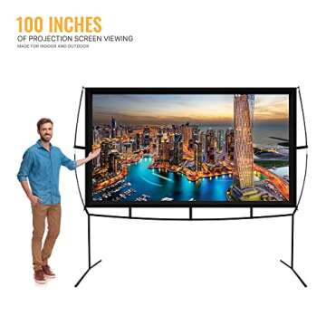 KHOMO GEAR Portable Projector Screen - 100 Inch Projector Screen with Stand - Outdoor and Indoor Projector Screen for Movie Nights, Home Theatre, and Presentations - Front and Rear Projection Screen