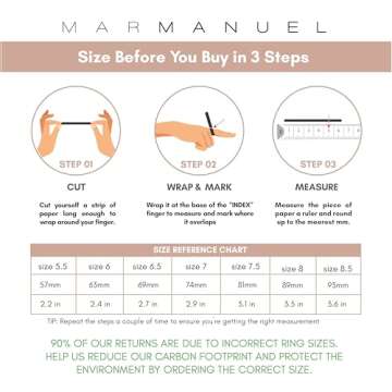 MAR MANUEL Stackable Rings Set for Women - Multiple Ring with 0.5 Micron 14K Gold Plated Rings, Sterling Silver & Rhodium Rings - Statement Style Design - Trendy Fashion Jewelry