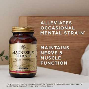 Solgar Magnesium Citrate - 60 Tablets - Promotes Healthy Bones, Supports Nerve & Muscle Function - Highly Absorbable - Non-GMO, Vegan, Gluten Free, Kosher - 30 Servings