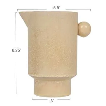 Creative Co-Op Modern Small Stoneware Pitcher or Vase, Beige,24 oz.