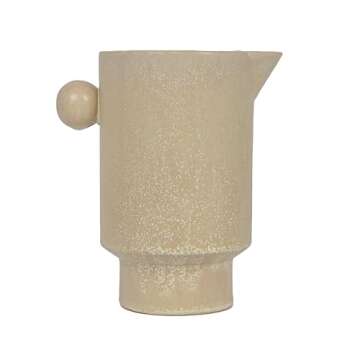 Creative Co-Op Modern Small Stoneware Pitcher or Vase, Beige,24 oz.