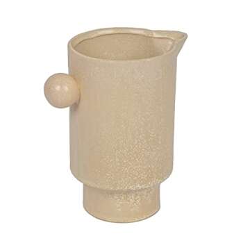 Creative Co-Op Modern Small Stoneware Pitcher or Vase, Beige,24 oz.
