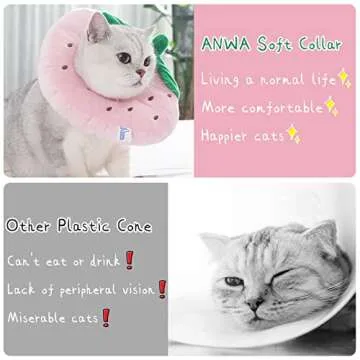 ANWA Adjustable Cat Cone Collar Soft, Cute Cat Recovery Collar, Cat Cones After Surgery for Kittens