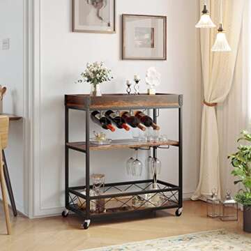 Stylish YITAHOME Industrial Bar Cart with Wine Rack