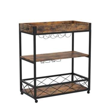 Stylish YITAHOME Industrial Bar Cart with Wine Rack