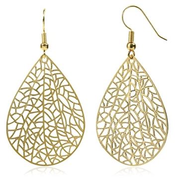 Handmade 14K Gold Plated Teardrop Dangle Earrings for Women