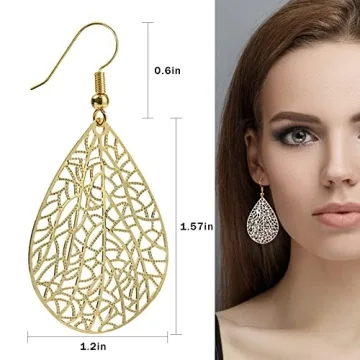 Elegant Teardrop Earrings for Women in 14K Gold