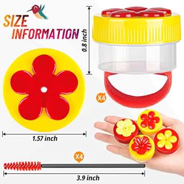 Hand Held Hummingbird Ring Feeders, 4Pcs Mini Hummingbird Hand Feeder with 4Pcs Cleaning Brush, Wind...