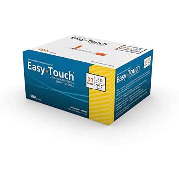 EasyTouch U-100 Insulin Syringe with Needle, 31G 0.3cc 5/16-Inch (8mm), Box of 100