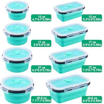 8 Pack Collapsible Food Storage Containers With Lids, Collapsible Storage Containers Sets Silicone Collapsible Bowls For Camping, RV Accessories, Travel Trailer Must (Mixed oz) (8)