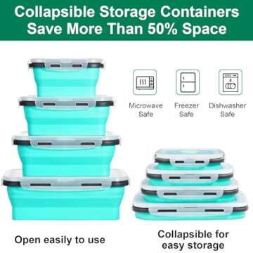 8 Pack Collapsible Food Storage Containers With Lids, Collapsible Storage Containers Sets Silicone Collapsible Bowls For Camping, RV Accessories, Travel Trailer Must (Mixed oz) (8)