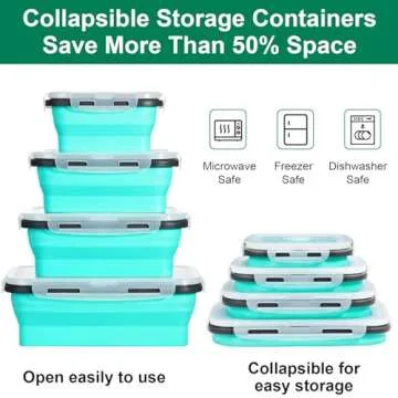 8 Pack Collapsible Food Storage Containers With Lids, Collapsible Storage Containers Sets Silicone Collapsible Bowls For Camping, RV Accessories, Travel Trailer Must (Mixed oz) (8)