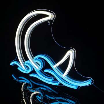 Sunrise Sunset Neon Sign Moon over Sea Neon Light Twilight Wave LED Wall Signs for Room Decor Anime ...